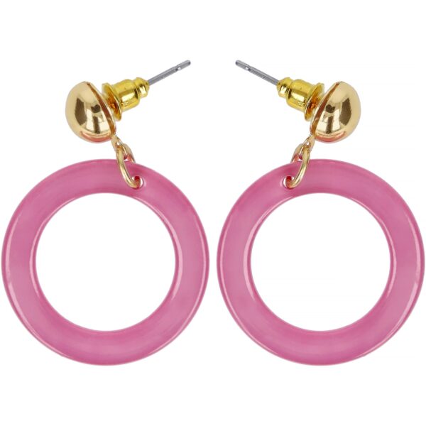 Dazzling Earrings gold stud with pink plastic