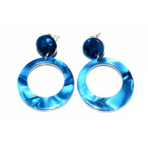 Dazzling Earrings plastic blue stud w blue hanging