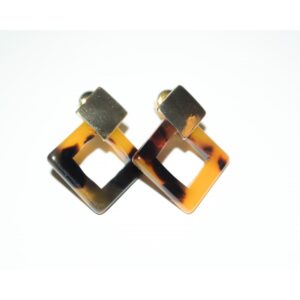 Dazzling Earrings plastic brown leo square w gold