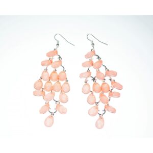 Dazzling Earrings silver col pink stones hanging