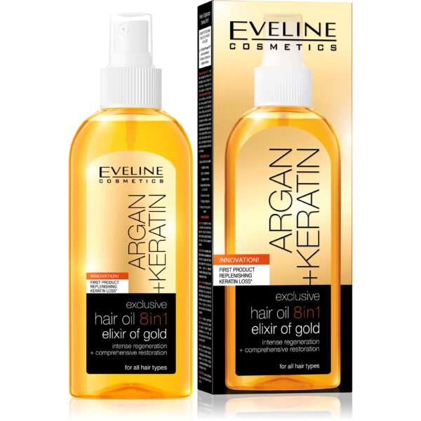 Eveline Cosmetics Argan + Keratin Exclusive Hair Oil 8in1 Elixir Of Go