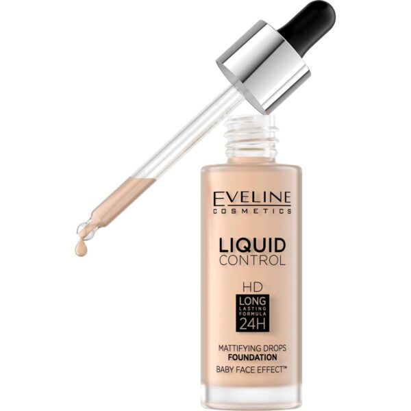 Eveline Cosmetics Liquid Control Foundation With Dropper 001 Porcelain