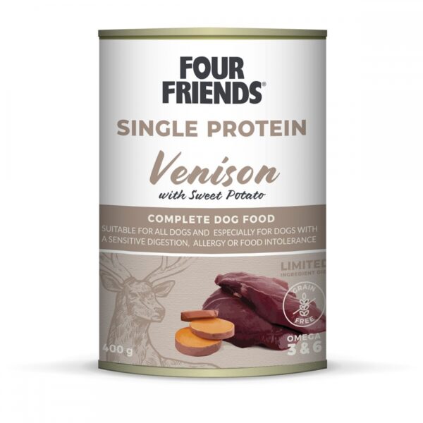 Four Friends Dog Single Protein Venison & Sweet Potato 400 g