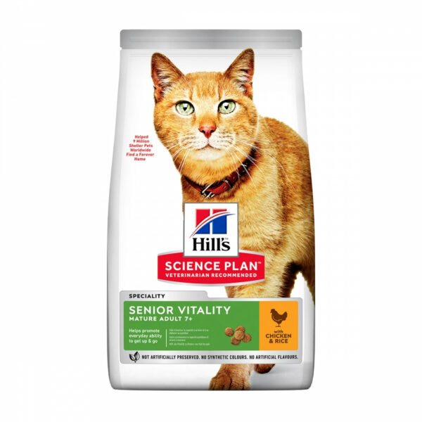 Hill's Science Plan Cat Mature Adult 7+ Senior Vitality Kylling & Ris (7 kg)