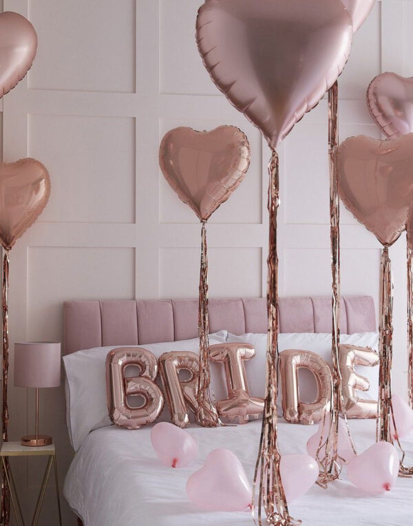 Bride Ballongpakke med Hjerte- og Bokstavballonger - Blush Hen