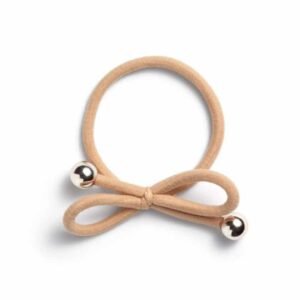 Ia Bon Hair Tie With Gold Bead Beige