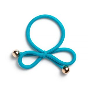 Ia Bon Hair Tie With Gold Bead Dark Turquoise