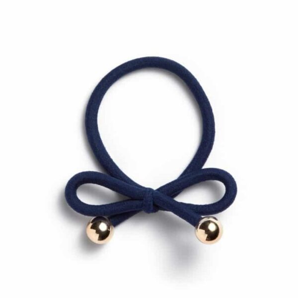 Ia Bon Hair Tie With Gold Bead Navy