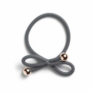 Ia Bon Hair Tie With Gold Bead Steel Grey