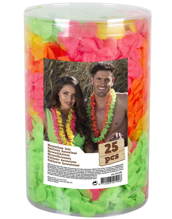 25 stk Hawaii-Kranser PARTYPAKKE! - Assorterte Ensfargede