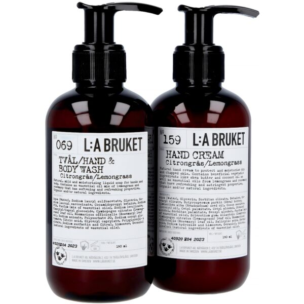 L:A Bruket Duo-kit Flytande Tvål/Handcrème Citrongräs 190 ml