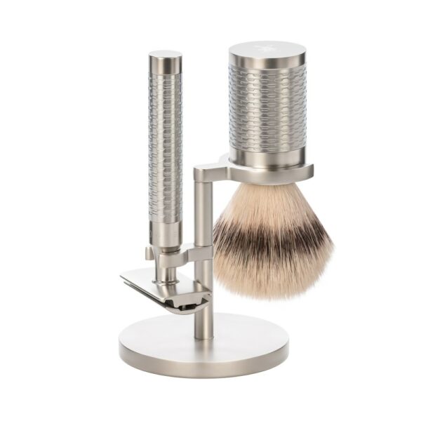 Mühle ROCCA Shaving Set Silvertip Fibre Stainless Steel Silver Matt