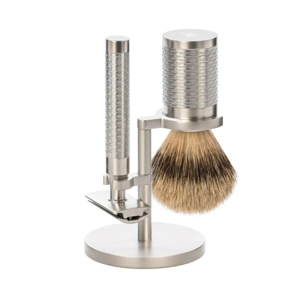 Mühle ROCCA Shaving Set Silvertip Stainless Steel Silver Matt