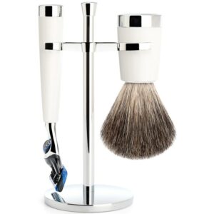 Mühle Liscio Set Razor Fusion™ + Shaving Brush High-Grade Resin White