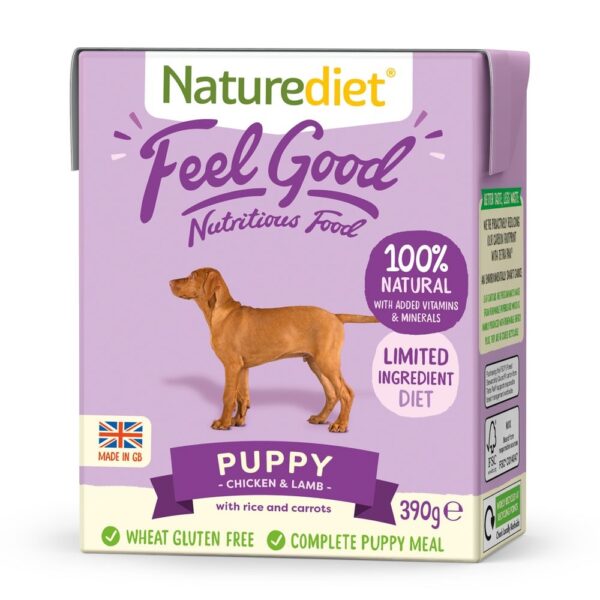 Naturediet Feel Good Puppy Kylling og lam (390 g)