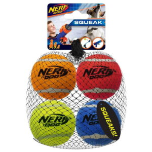 NERF Dog Squeak Tennisballer 4-pakning