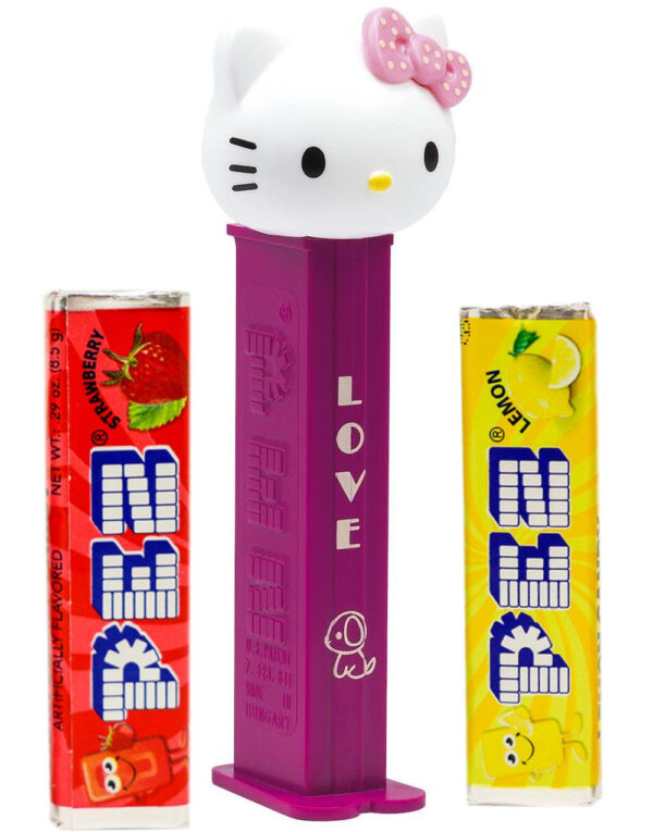 Mørk Rosa Hello Kitty med Sløyfe Pez-Holder med 2 Pez-Pakker