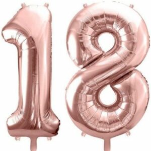 18 år ballonger - 86 cm rosegull