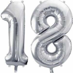 18 år ballonger - 35 cm sølv