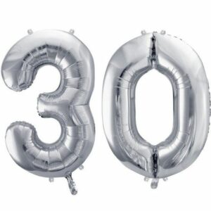 30 år ballonger - 35 cm sølv