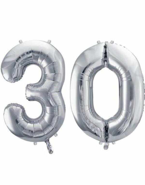 30 år ballonger - 35 cm sølv