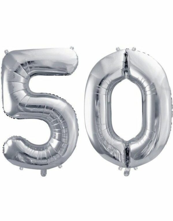 50 år ballonger - 35 cm sølv