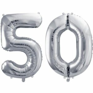 50 år ballonger - 86 cm sølv