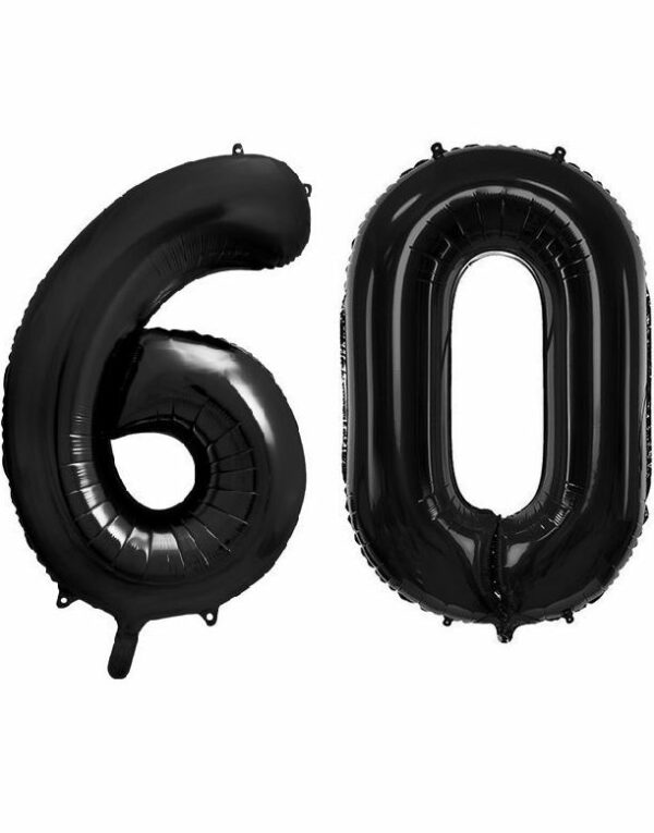 60 år ballonger - 86 cm svart