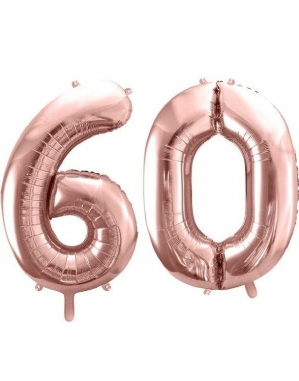 60 år ballonger - 86 cm rosegull