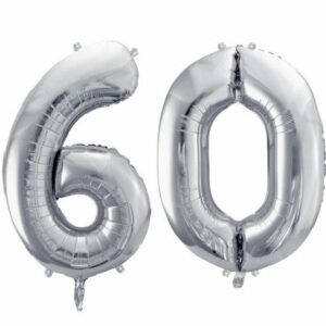 60 år ballonger - 86 cm sølv