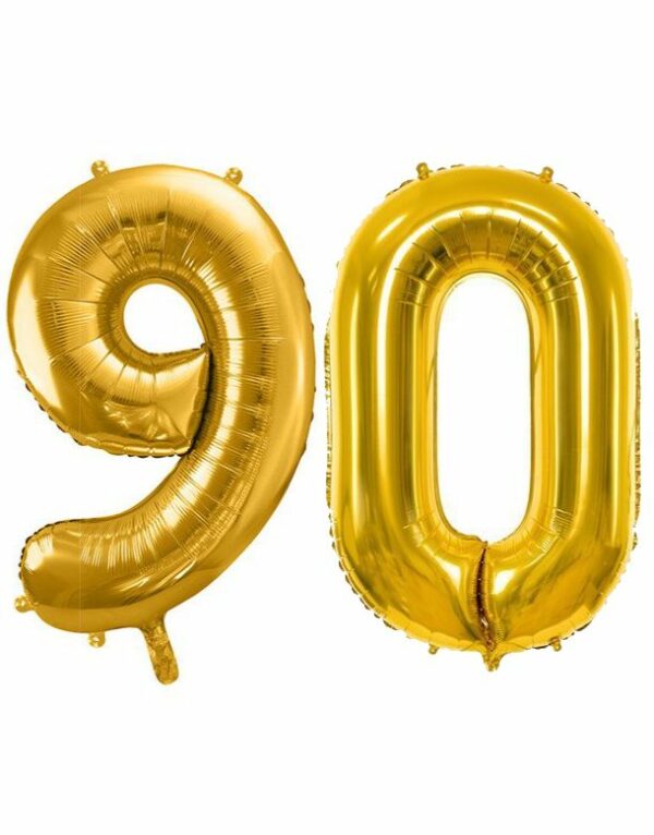 90 år ballonger - 35 cm gull