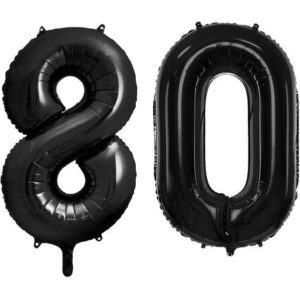 80 år ballonger - 86 cm svart