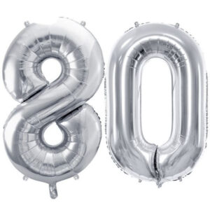 80 år ballonger - 86 cm sølv
