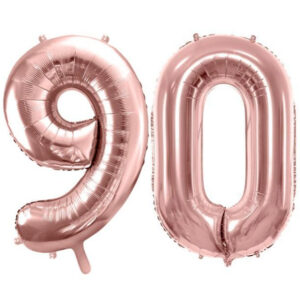 90 år ballonger - 86 cm rosegull