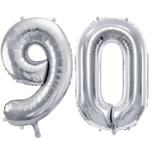 90 år ballonger - 35 cm sølv