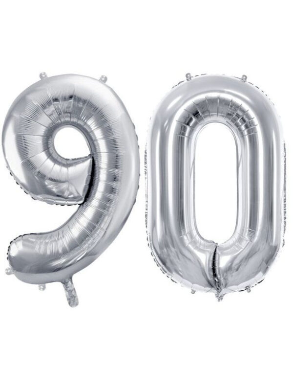 90 år ballonger - 35 cm sølv