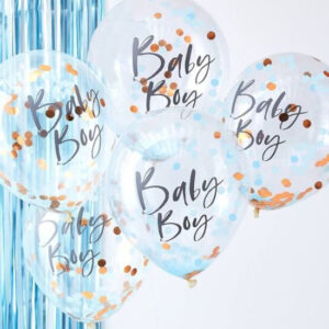 5 stk 30 cm - Baby Boy Ballonger med Rose Gullfarget Konfetti - Twinkle Twinkle