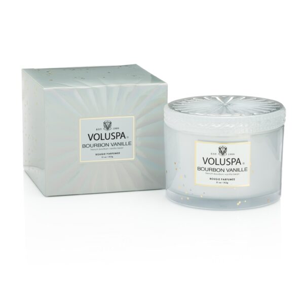 Voluspa Bourbon Vanille Vermeil Boxed Corta Maison Candle w. Lid