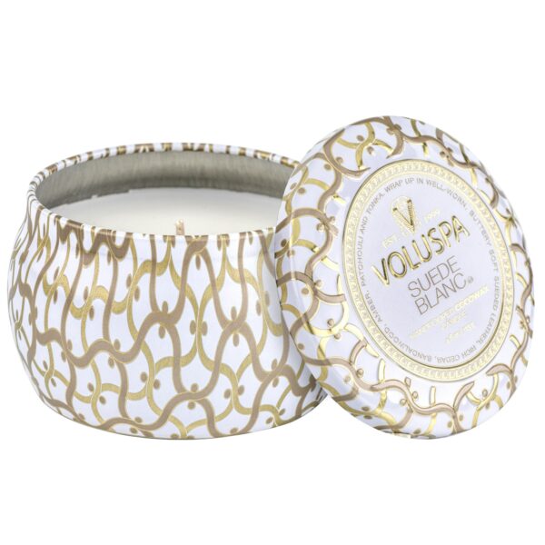 Voluspa Suede Blanc Mini Tin Candle 25h