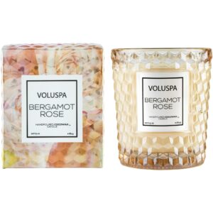 Voluspa Roses Bergamot Rose Boxed Textured Glass Candle 184 g