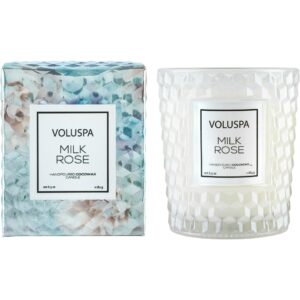 Voluspa Roses Milk Rose Boxed Textured Glass Candle 184 g