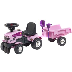 FALK Tråtraktor Princess Trac med tilhenger rosa