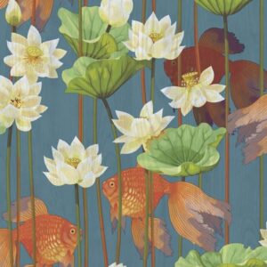 DUTCH WALLCOVERINGS Veggpanel Fish/Flower blå