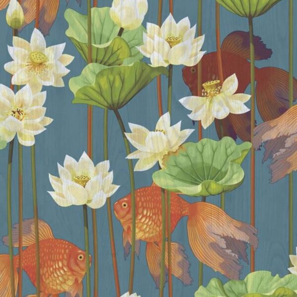 DUTCH WALLCOVERINGS Veggpanel Fish/Flower blå