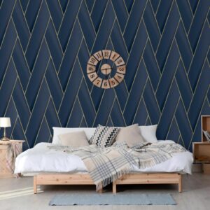 DUTCH WALLCOVERINGS Veggpanel Geometric blå og gull