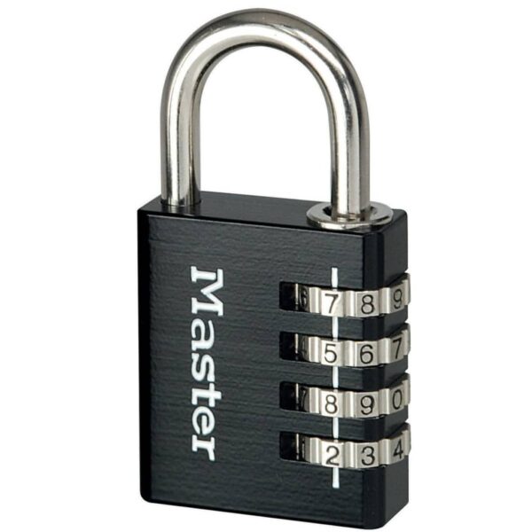 Master Lock Kombinasjonshengelås aluminium svart 40 mm 7640EURDBLK