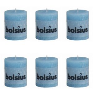 Bolsius rustikke kubbelys 80 x 68 mm aqua blå 6 stk