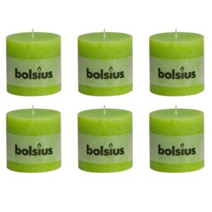 Bolsius Rustikt kubbelys 6 stk 100x100 mm lime