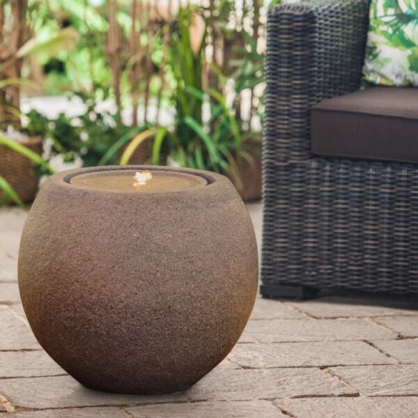 HEISSNER Terrassefontene med LED kule 50x50x43 cm rust