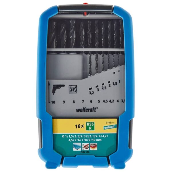 wolfcraft Borbitssett 16 deler HSS 1-10 mm 7103000